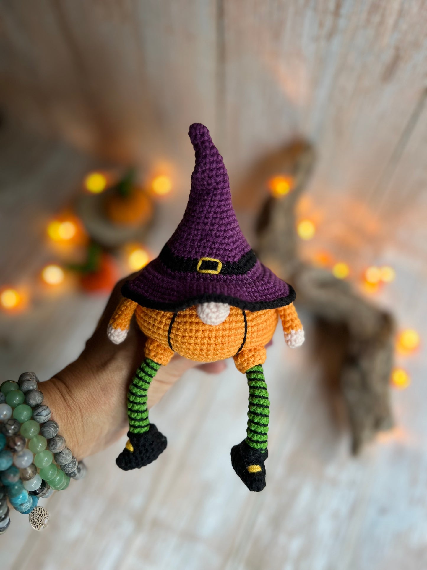 Witchy Wanda Halloween Gnome, Crocheted Halloween Decoration, Handmade Witch, Hand Crafted Halloween Decor,
