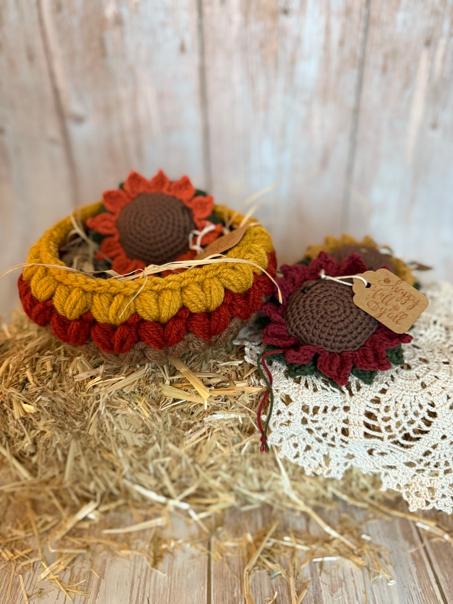 Handmade Autumn Crochet Basket – Cozy Fall Decor in Mustard, Rust & Brown, Chunky Crochet Basket – Fall Harvest Colors, Cozy Fall Storage Basket – Rustic Crochet Decor, Handcrafted Crochet Basket – Warm Autumn Tones