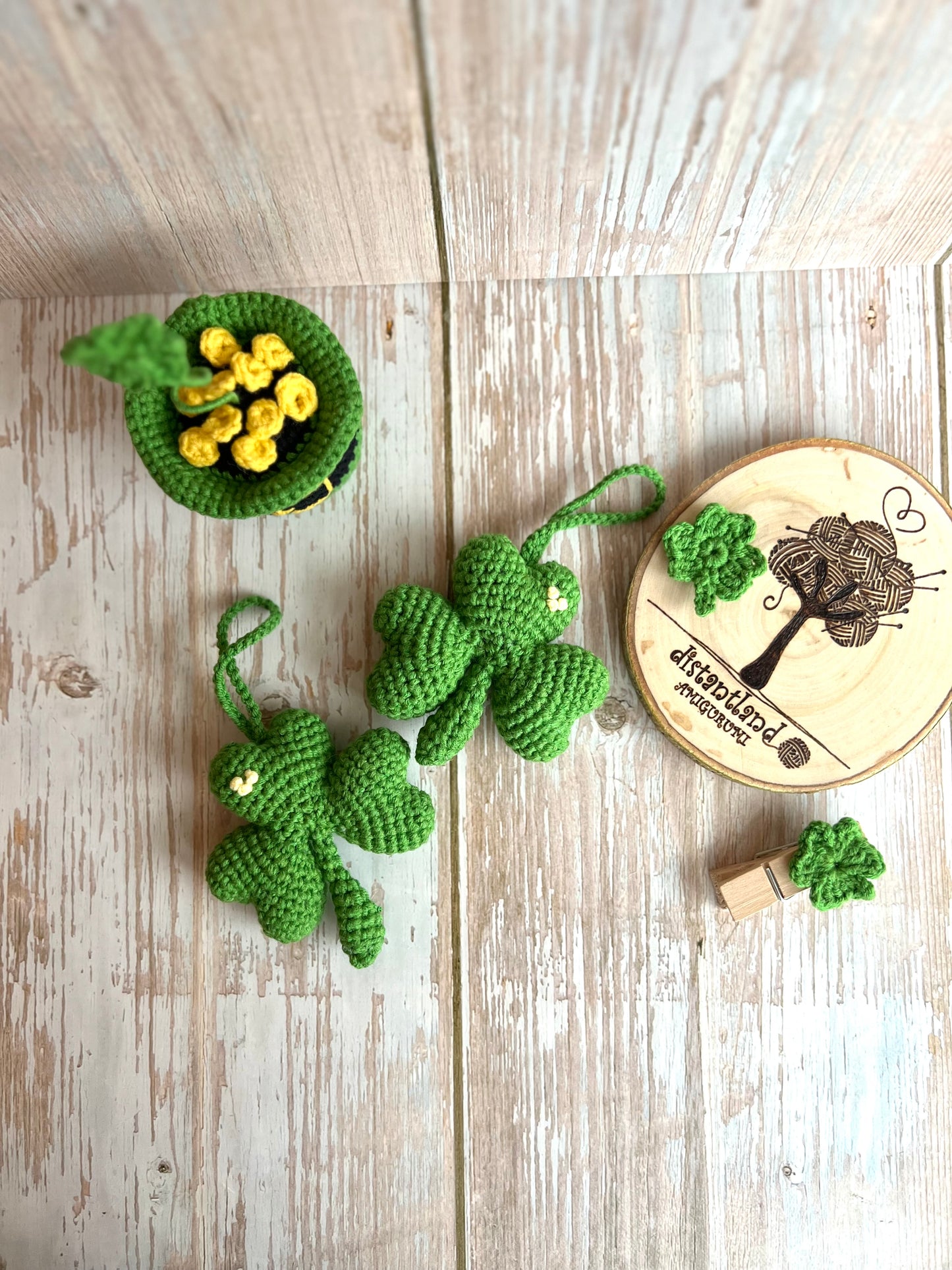 Lucky Clover Handmade Crochet Shamrock, Crocheted Shamrock Ornament – St. Patrick’s Day Decor, Handmade Four-Leaf Clover – St. Paddy’s Day Gift, Crochet Shamrock Charm – Irish Luck Decor