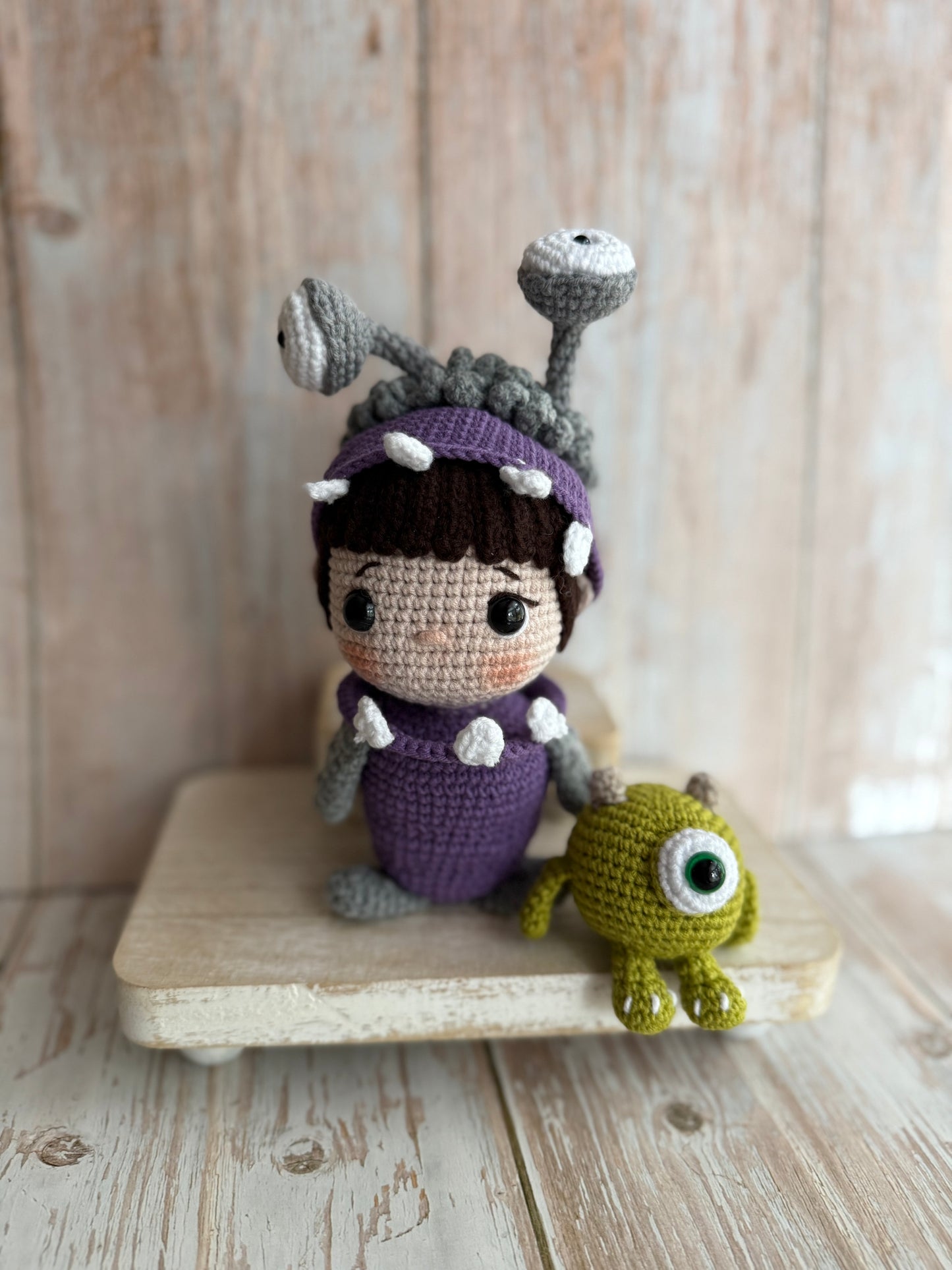 Little Boo in Monster Costume – Hand-Crocheted Amigurumi Doll, Monster Boo – Adorable Hand-Crocheted Doll, Boo in Disguise – Handmade Crochet Collectible, Unique Gift Idea, Birthday Gift