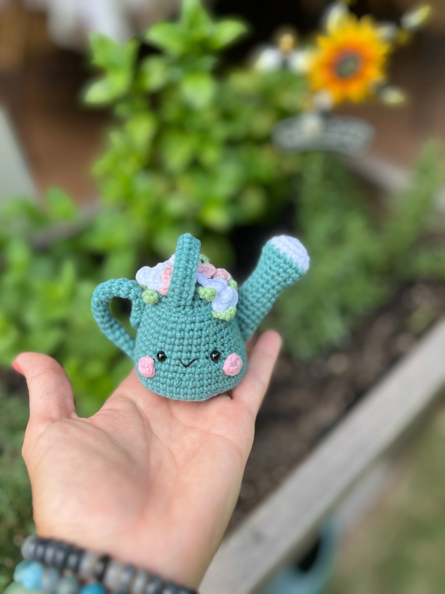 Amigurumi Watering Can, Crocheted Home Decor, Readymade, Handmade Unique Gift