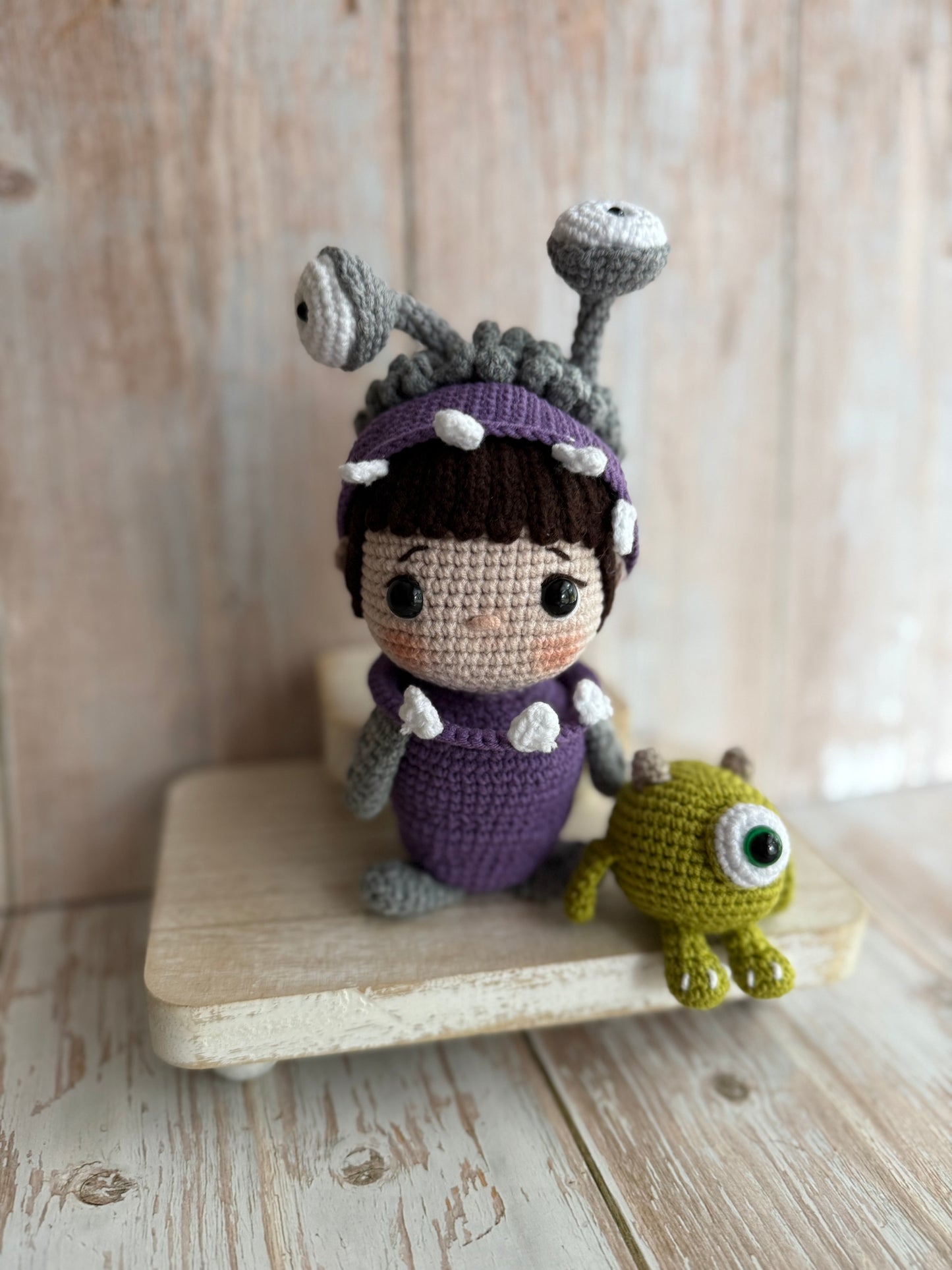 Little Boo in Monster Costume – Hand-Crocheted Amigurumi Doll, Monster Boo – Adorable Hand-Crocheted Doll, Boo in Disguise – Handmade Crochet Collectible, Unique Gift Idea, Birthday Gift