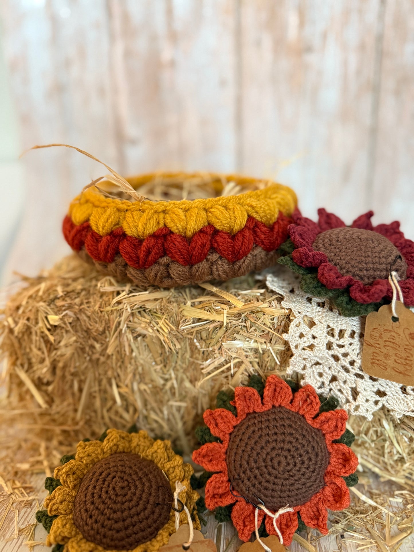 Handmade Autumn Crochet Basket – Cozy Fall Decor in Mustard, Rust & Brown, Chunky Crochet Basket – Fall Harvest Colors, Cozy Fall Storage Basket – Rustic Crochet Decor, Handcrafted Crochet Basket – Warm Autumn Tones
