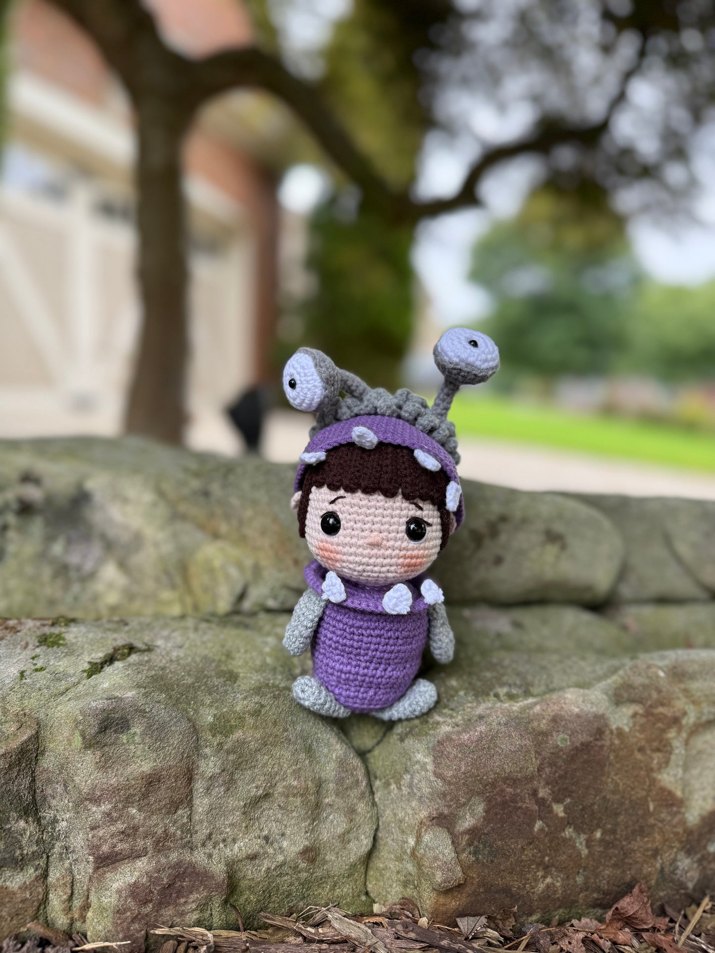 Little Boo in Monster Costume – Hand-Crocheted Amigurumi Doll, Monster Boo – Adorable Hand-Crocheted Doll, Boo in Disguise – Handmade Crochet Collectible, Unique Gift Idea, Birthday Gift