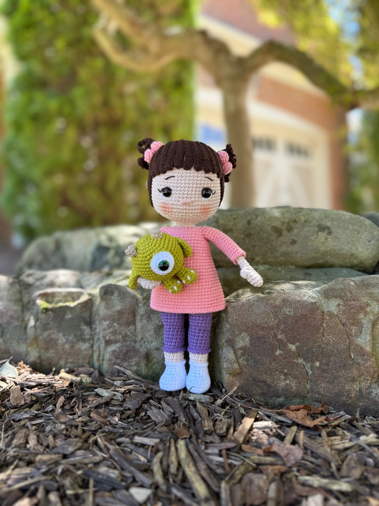 Mini Monster Friends – Boo & Mike Crochet Set, Sweet Boo & Her Monster Buddy – Handcrafted Plushies, Unique Gift Idea