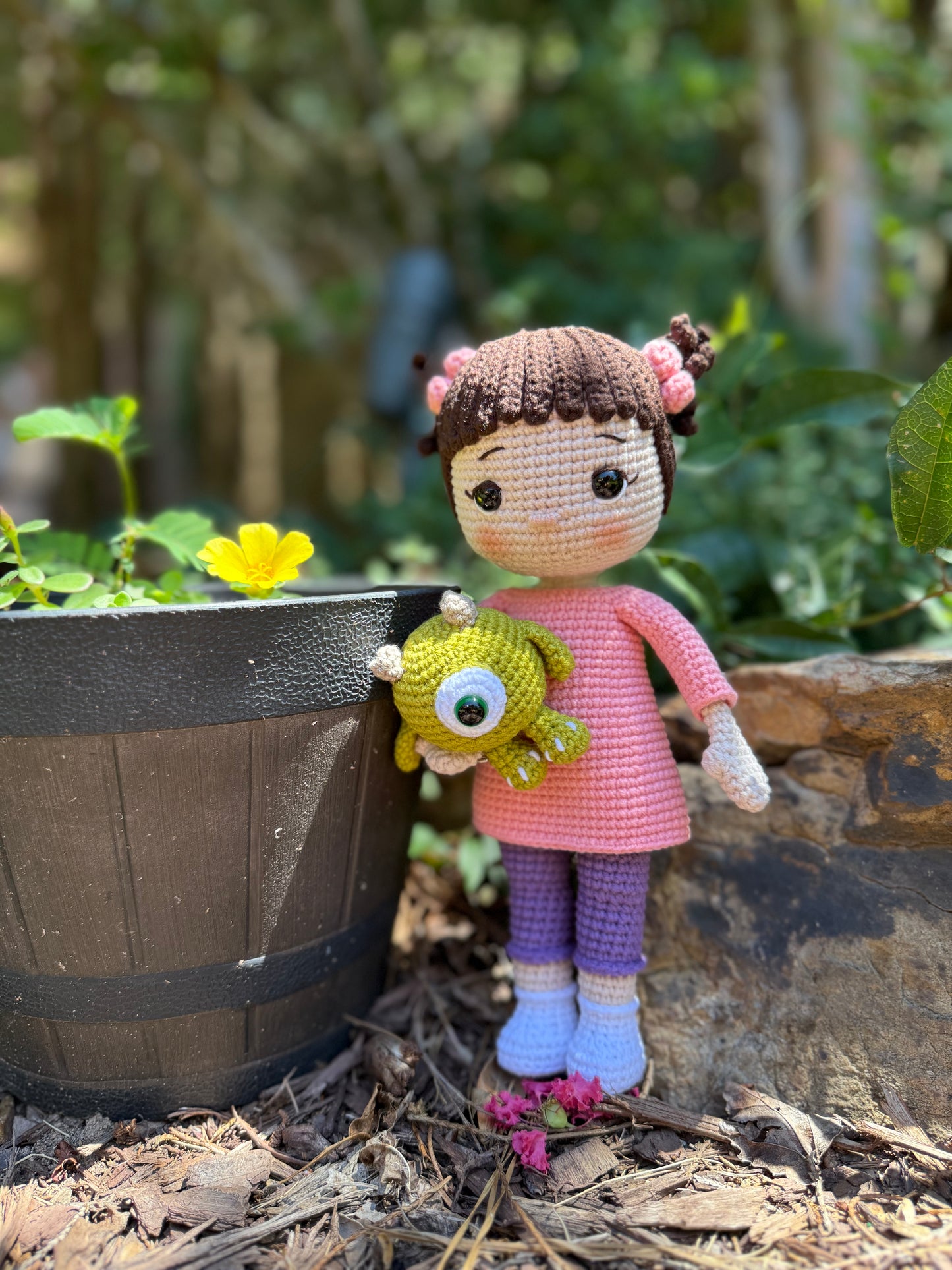 Mini Monster Friends – Boo & Mike Crochet Set, Sweet Boo & Her Monster Buddy – Handcrafted Plushies, Unique Gift Idea