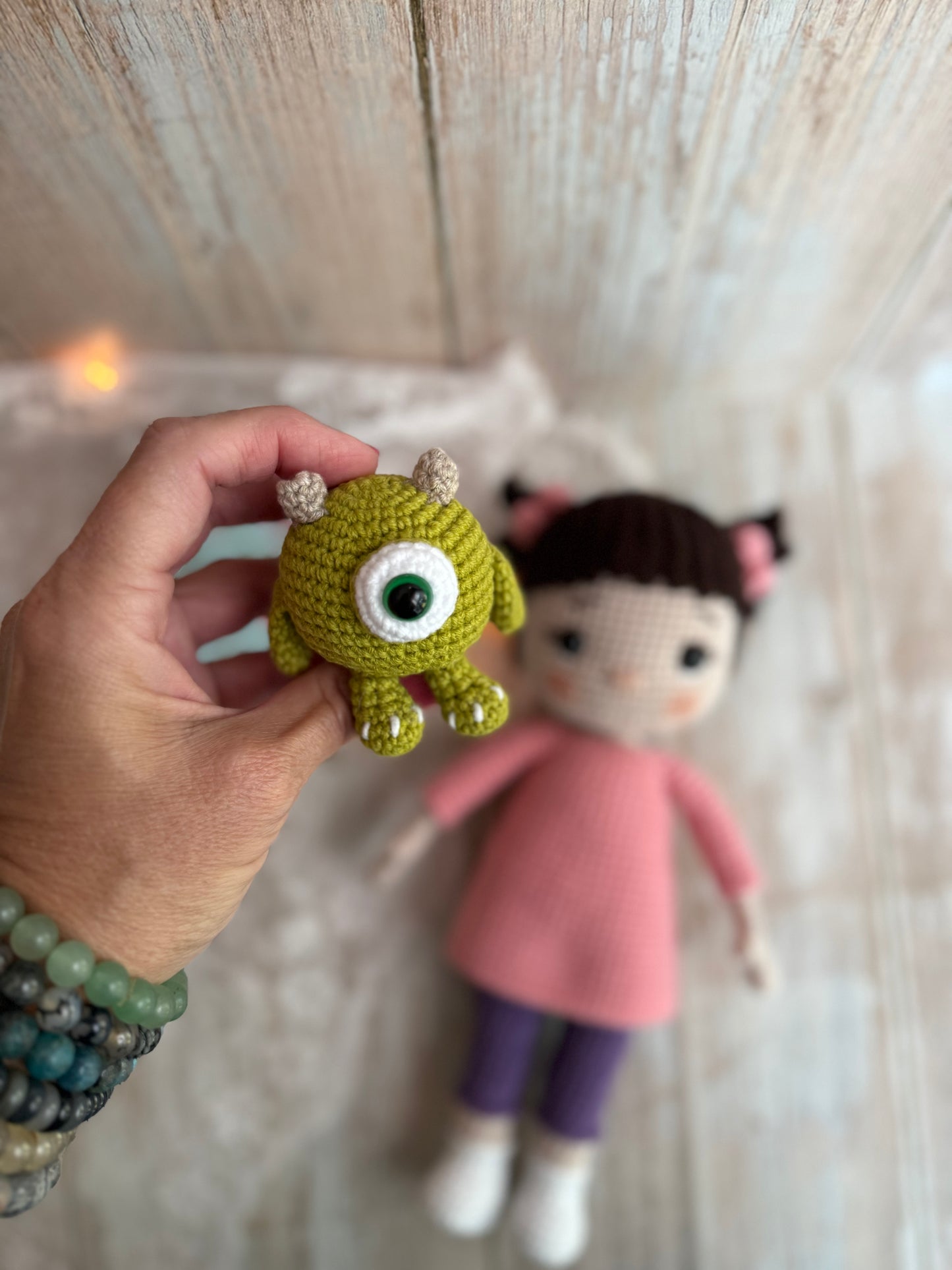 Mini Monster Friends – Boo & Mike Crochet Set, Sweet Boo & Her Monster Buddy – Handcrafted Plushies, Unique Gift Idea