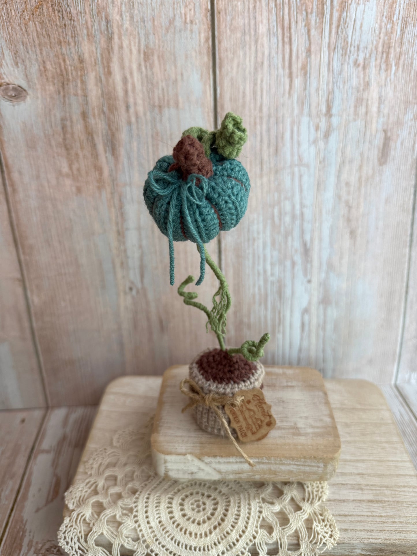 Crochet Pumpkin Plant in Pot, Fall Home Decor, Autumn Decoration, Mini Pumpkin Plant Crochet Decoration, Rustic Crochet Pumpkin in Pot, Handmade Fall Pumpkin Pot Accent, Crochet Pumpkin Farmhouse Style