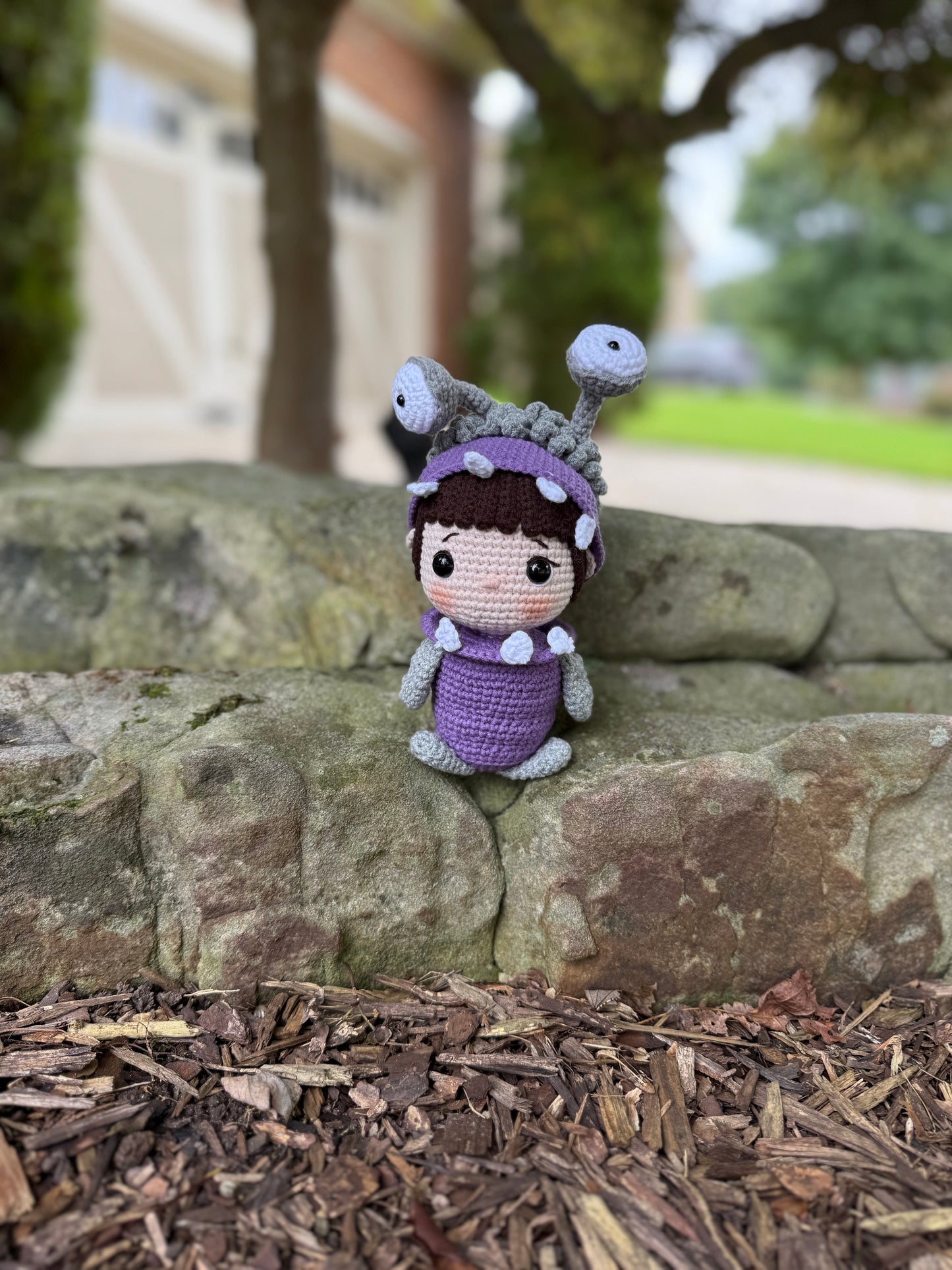 Little Boo in Monster Costume – Hand-Crocheted Amigurumi Doll, Monster Boo – Adorable Hand-Crocheted Doll, Boo in Disguise – Handmade Crochet Collectible, Unique Gift Idea, Birthday Gift