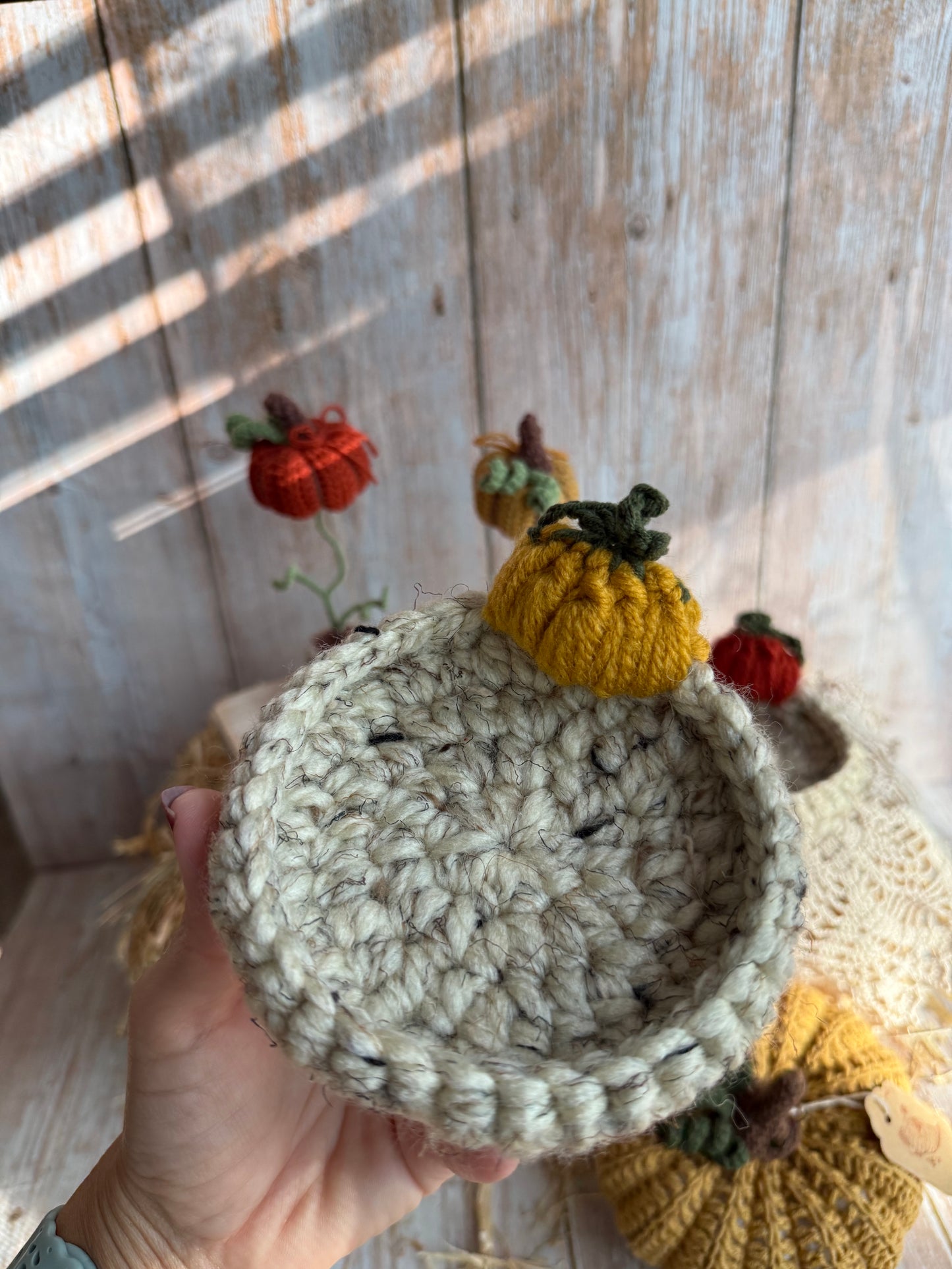 Crochet Pumpkin Patch Coasters, Handmade Fall Coasters, Rustic Pumpkin Design, Autumn Harvest Crochet Coasters, Pumpkins, Pumpkin Trio Crochet Coasters, Farmhouse Fall Decor