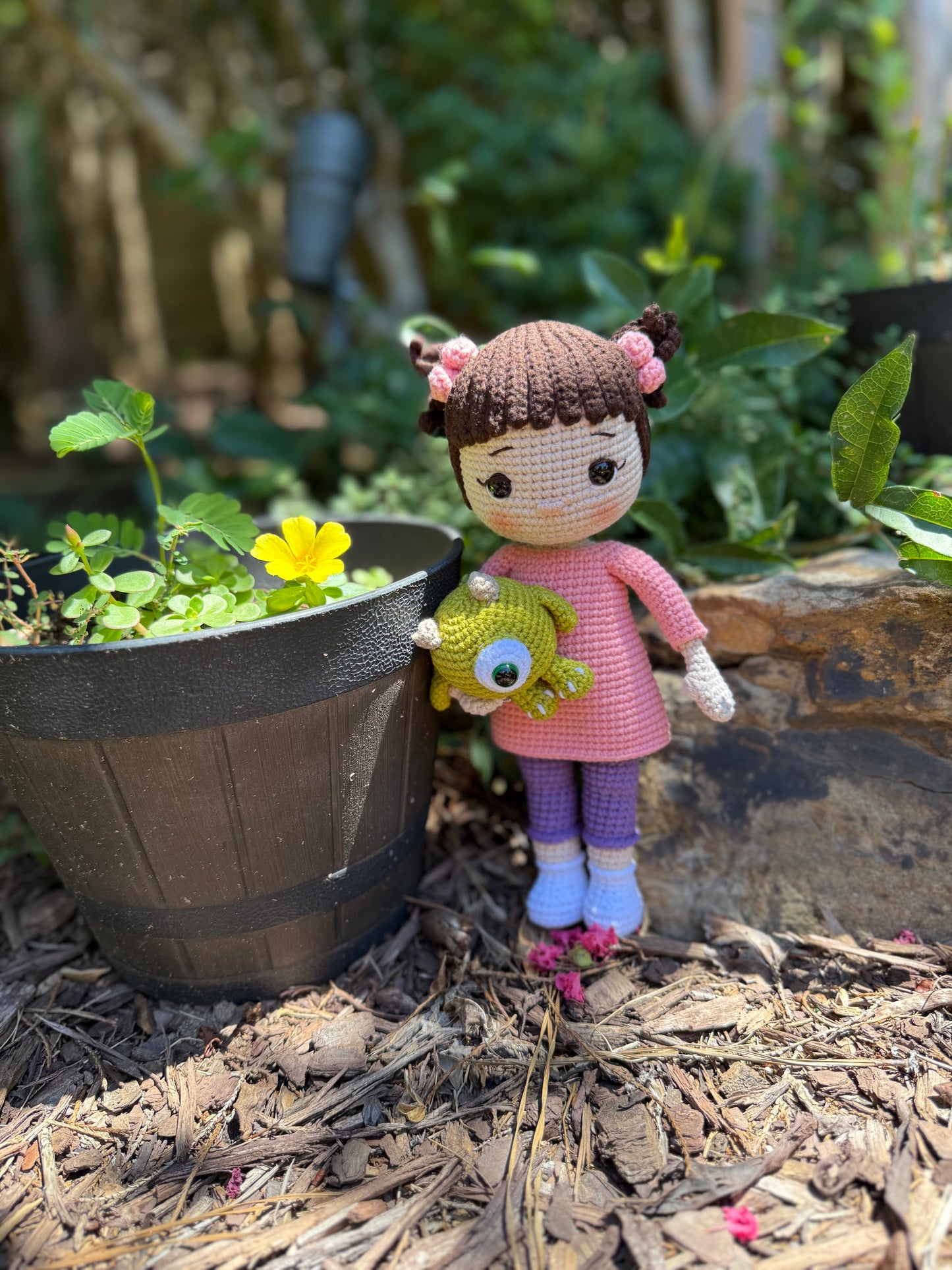Mini Monster Friends – Boo & Mike Crochet Set, Sweet Boo & Her Monster Buddy – Handcrafted Plushies, Unique Gift Idea