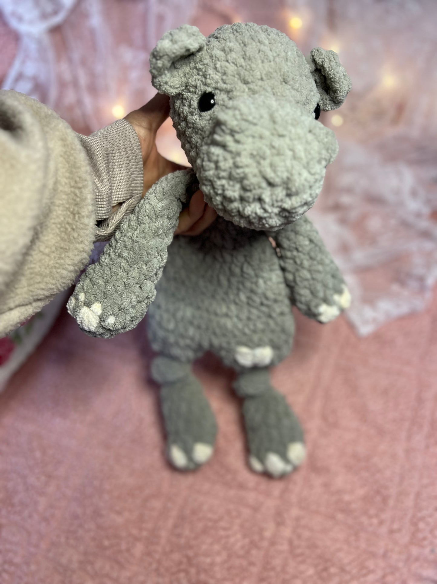Crochet Hippo Snuggler, Handmade Hippo Lovey, Hand Crafted Snuggler, Handmade Toys, Custom Baby Gifts, Artisanal Baby Shower Presents, Unique Nursery Decor