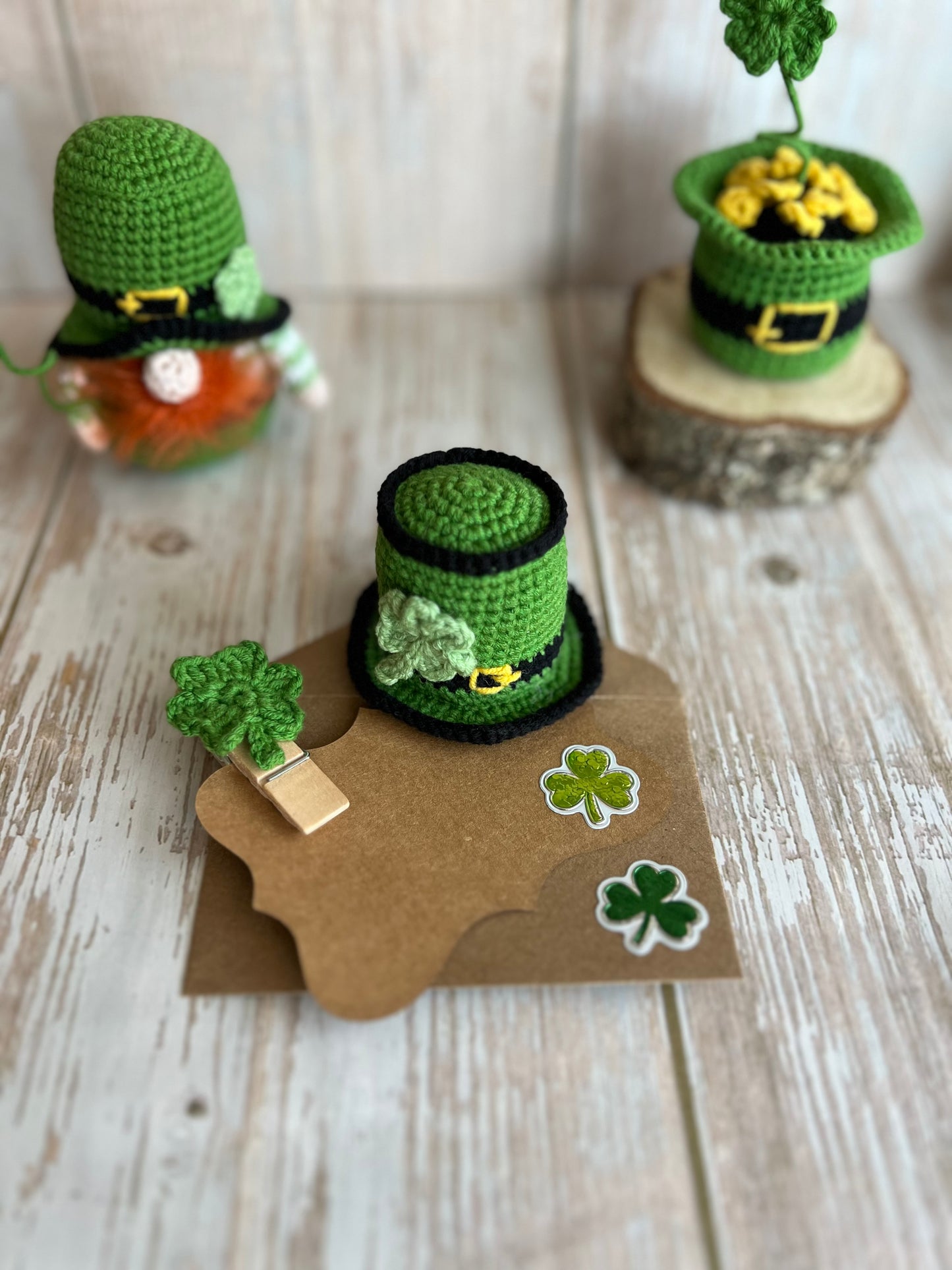 Crocheted Leprechaun Hat with Shamrock – St. Patrick’s Day Decor, Readymade, Unique Crocheted St. Patrick’s Day Decor