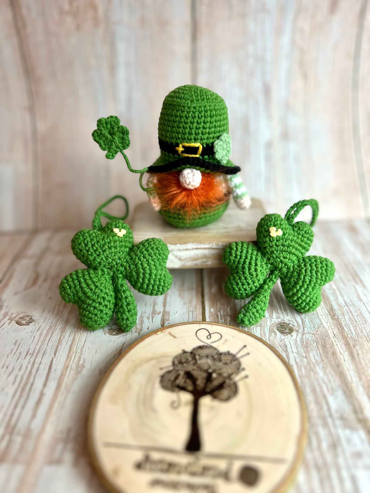 Lucky Clover Handmade Crochet Shamrock, Crocheted Shamrock Ornament – St. Patrick’s Day Decor, Handmade Four-Leaf Clover – St. Paddy’s Day Gift, Crochet Shamrock Charm – Irish Luck Decor