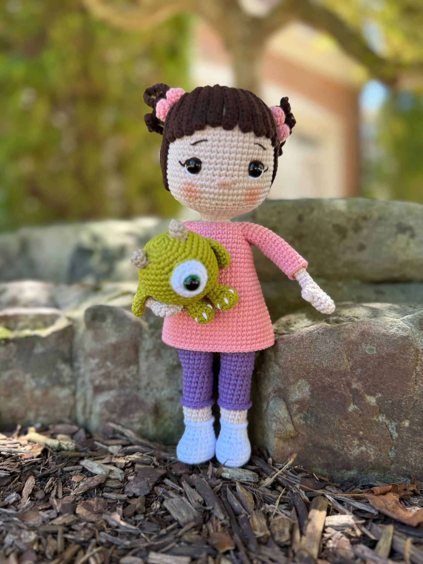 Mini Monster Friends – Boo & Mike Crochet Set, Sweet Boo & Her Monster Buddy – Handcrafted Plushies, Unique Gift Idea