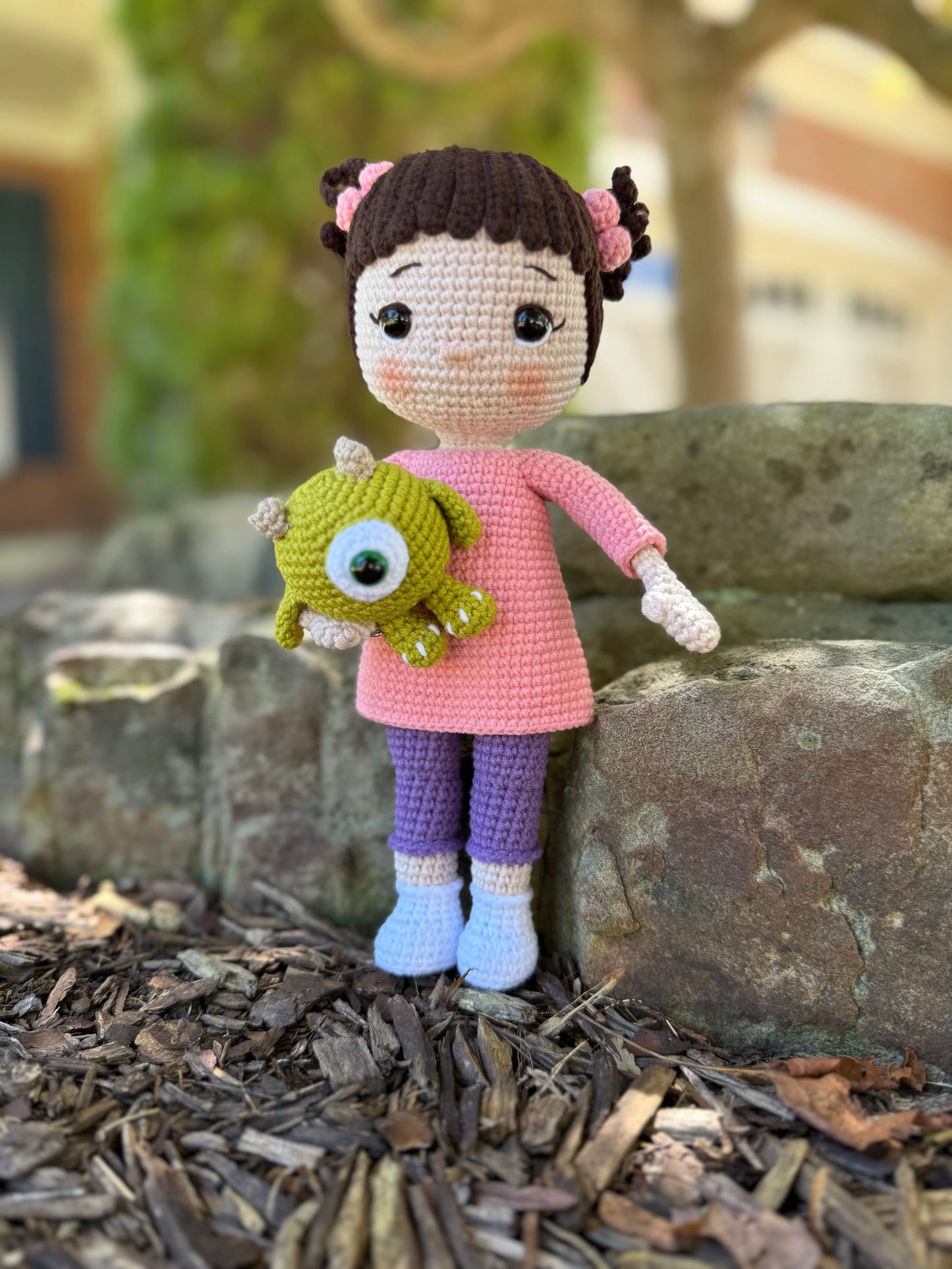 Mini Monster Friends – Boo & Mike Crochet Set, Sweet Boo & Her Monster Buddy – Handcrafted Plushies, Unique Gift Idea