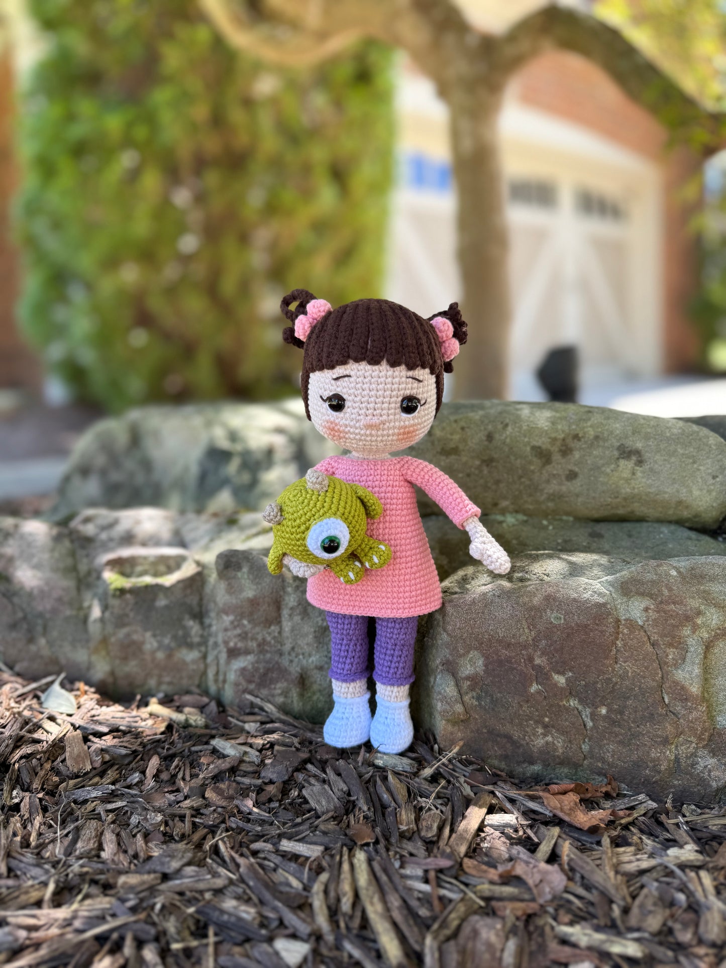Mini Monster Friends – Boo & Mike Crochet Set, Sweet Boo & Her Monster Buddy – Handcrafted Plushies, Unique Gift Idea