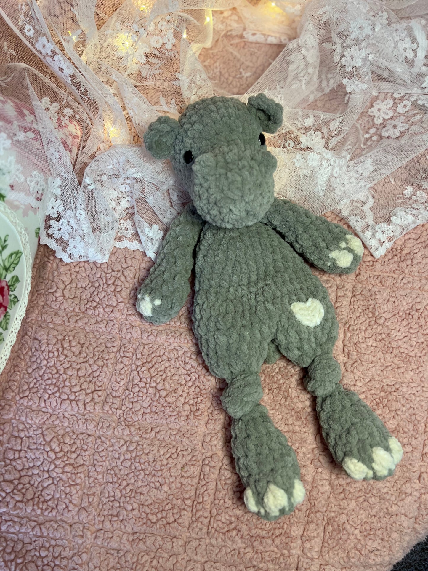 Crochet Hippo Snuggler, Handmade Hippo Lovey, Hand Crafted Snuggler, Handmade Toys, Custom Baby Gifts, Artisanal Baby Shower Presents, Unique Nursery Decor