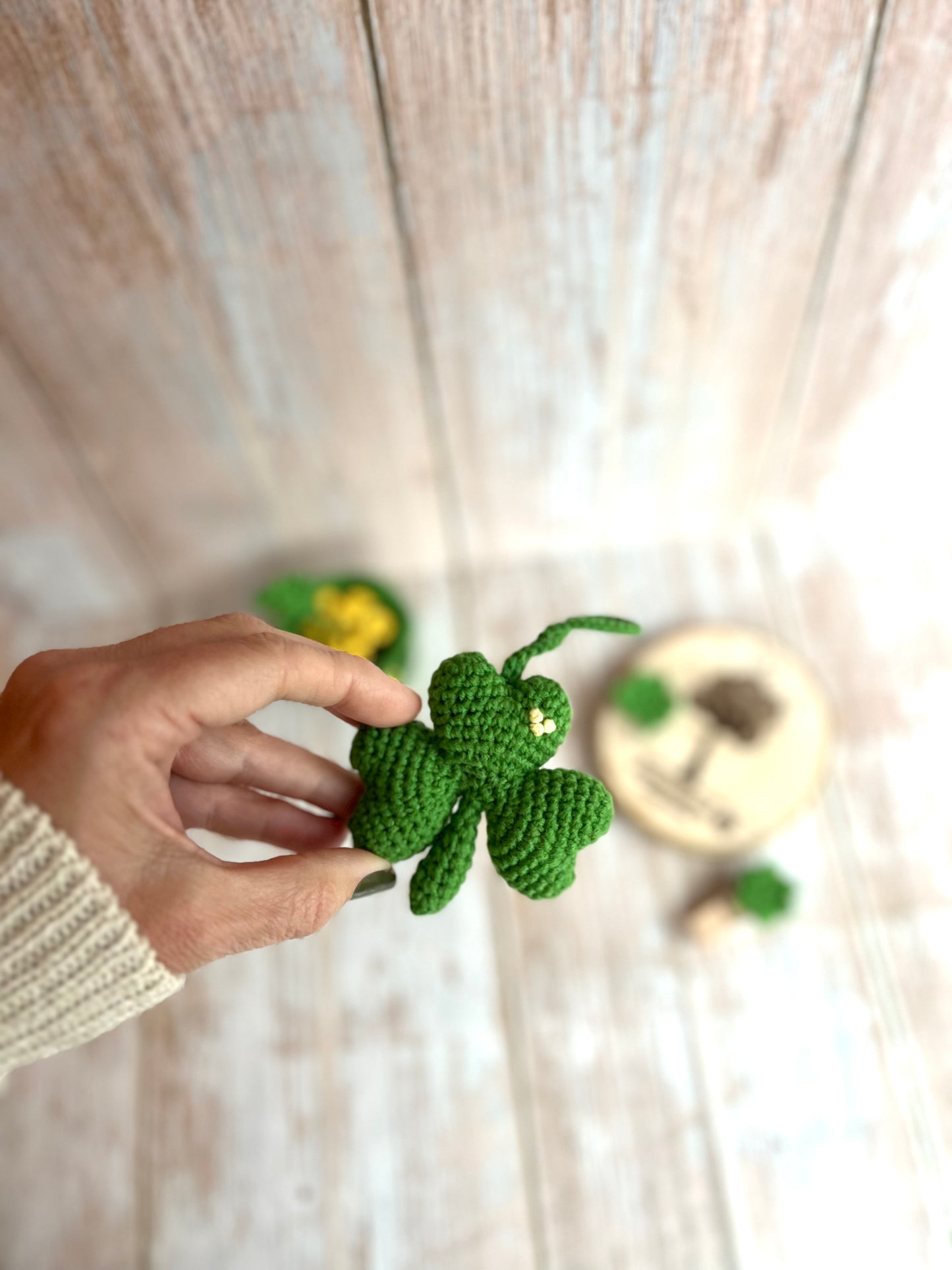 Lucky Clover Handmade Crochet Shamrock, Crocheted Shamrock Ornament – St. Patrick’s Day Decor, Handmade Four-Leaf Clover – St. Paddy’s Day Gift, Crochet Shamrock Charm – Irish Luck Decor