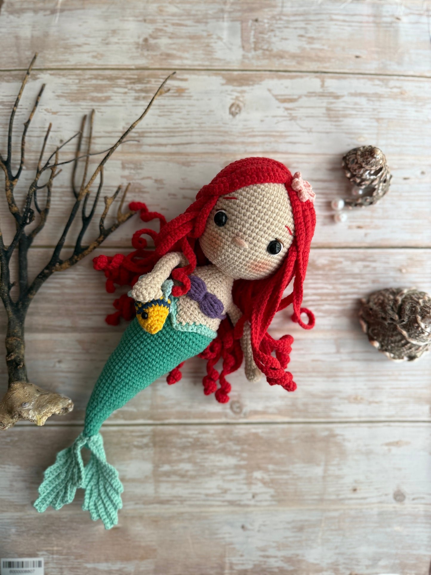 Little Mermaid Ariel & Flounder Crochet Doll Set, Crochet Mermaid Doll, Kids & Nursery Decor, Amigurumi Crochet Gift for Girls & Collectors, Unique Gift