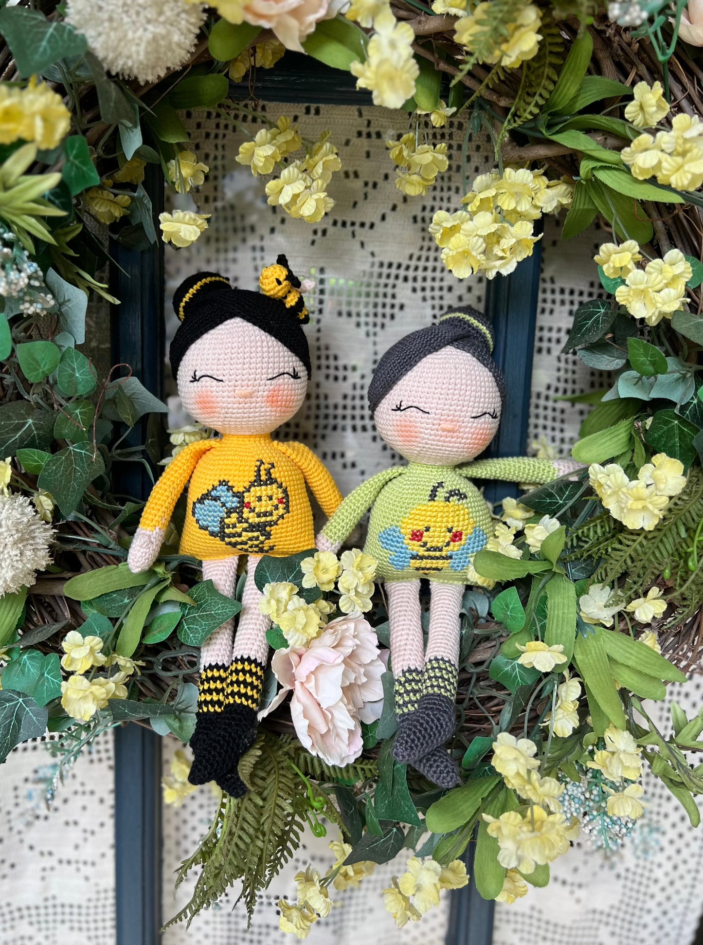 Bee Lover Crochet Doll, Amigurumi, Handmade Knitted, Ready Made, Kids Gifts, Unique Nursery Decor