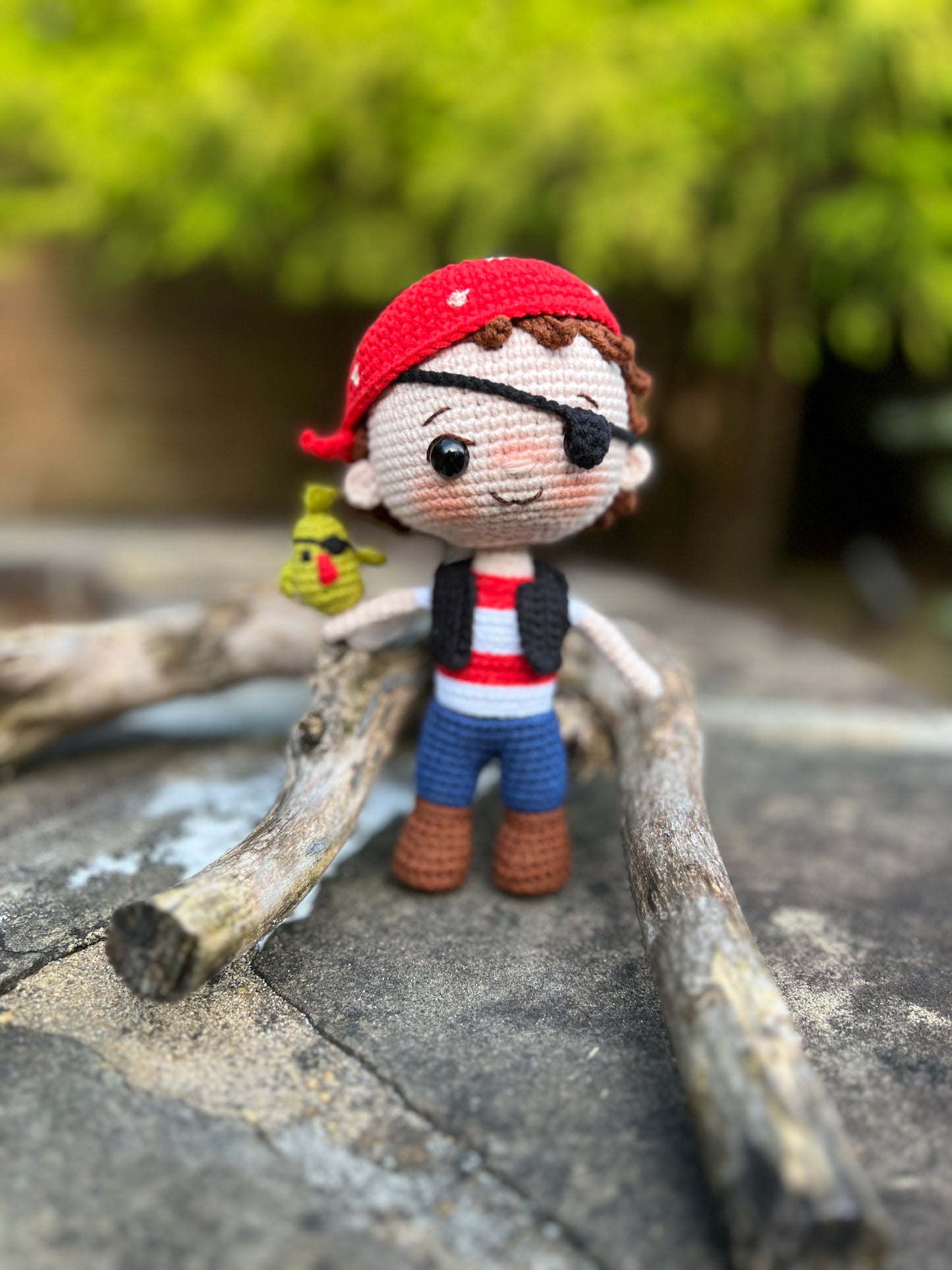 Pirate Boy Plush Doll, Amigurumi Crochet Doll, Handmade Knitted, Ready Made, Unique Collectible Doll, Kids Gifts, Limited Edition Baby Dolls, Collectible Handmade Plushies
