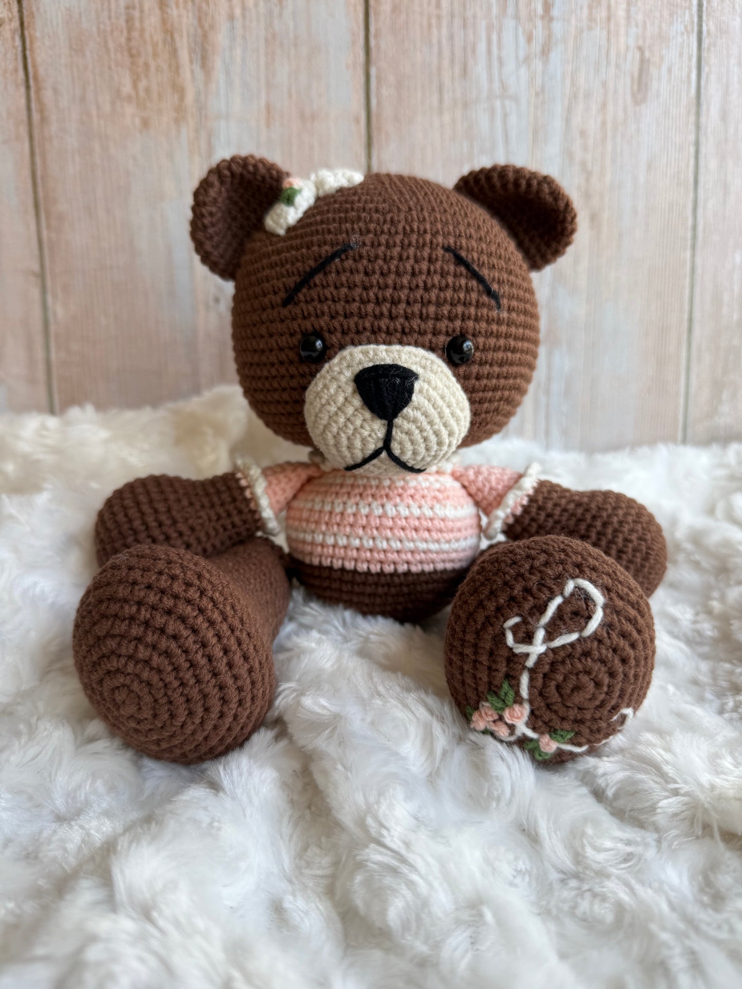 Personalized Crochet Teddy Bear, Custom Crochet Teddy Bear, Baby Shower Gift, First Birthday Gift