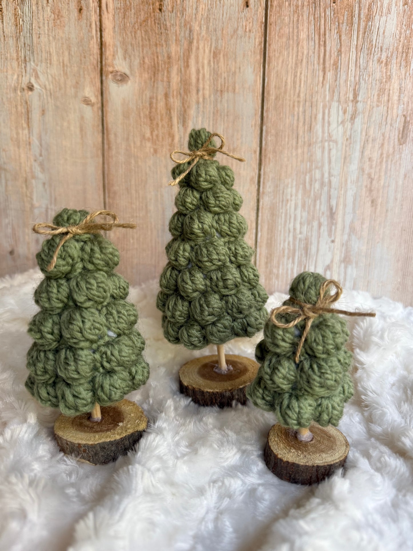 Handmade Crochet Christmas Tree Set – Rustic Holiday Decor (Set of 3),Crocheted Mini Christmas Trees – Farmhouse Holiday Decoration Trio, Rustic Crochet Tree Trio – Handmade Christmas Shelf Decor (Set of 3), Handcrafted Yarn Christmas Trees