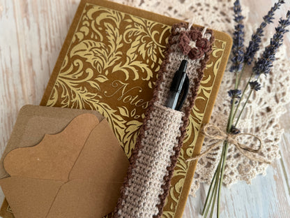 Mother’s Day Notebook, Pen & Crochet Pen Holder Gift, Handmade Writing Gift Set for Her, Thoughtful Gift Set for Teachers – Notebook, Crochet Pen Sleeve & Pen, Tea Time Writing Set – Cozy Notebook Gift, Relax & Write Gift Set with Handmade Touch