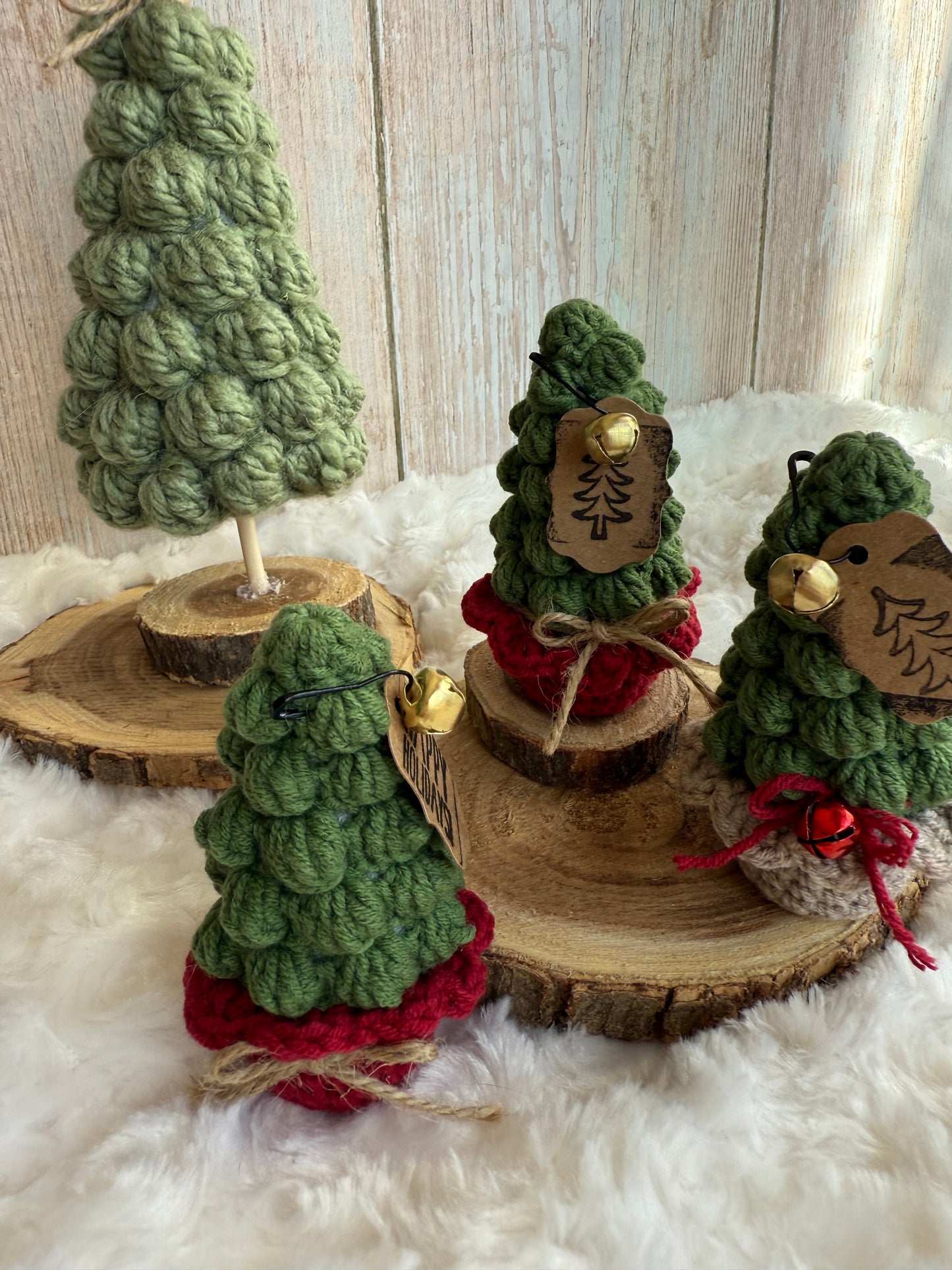 Handmade Crochet Christmas Tree Decor, Mini Crochet Christmas Tree Ornament Rustic Holiday Decor, Crocheted Holiday Tree Perfect for Shelves or Tabletop Display, Rustic Crochet Christmas Tree with Bell Accent, Miniature Crochet Christmas Tree