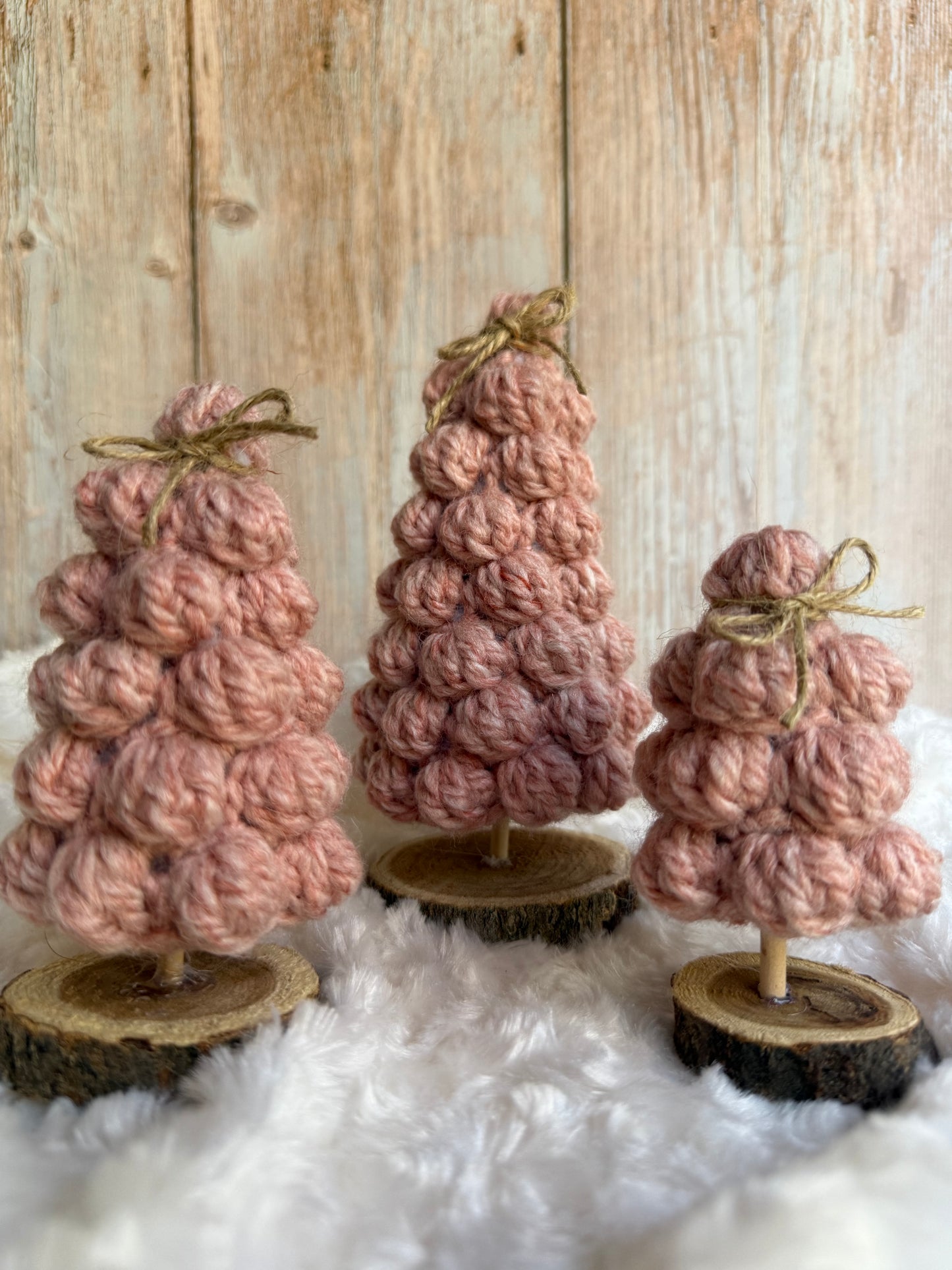 Handmade Crochet Christmas Tree Set – Rustic Holiday Decor (Set of 3),Crocheted Mini Christmas Trees – Farmhouse Holiday Decoration Trio, Rustic Crochet Tree Trio – Handmade Christmas Shelf Decor (Set of 3), Handcrafted Yarn Christmas Trees