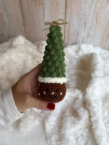 Crocheted Whimsical Christmas Tree Ornament, Smiley Whimsical Tree – Handmade Holiday Decor, Crochet Christmas Tree, Happy Whimsical Tree – Rustic Holiday Decoration, Handmade Crochet Tree – Cozy Farmhouse Christmas Decor