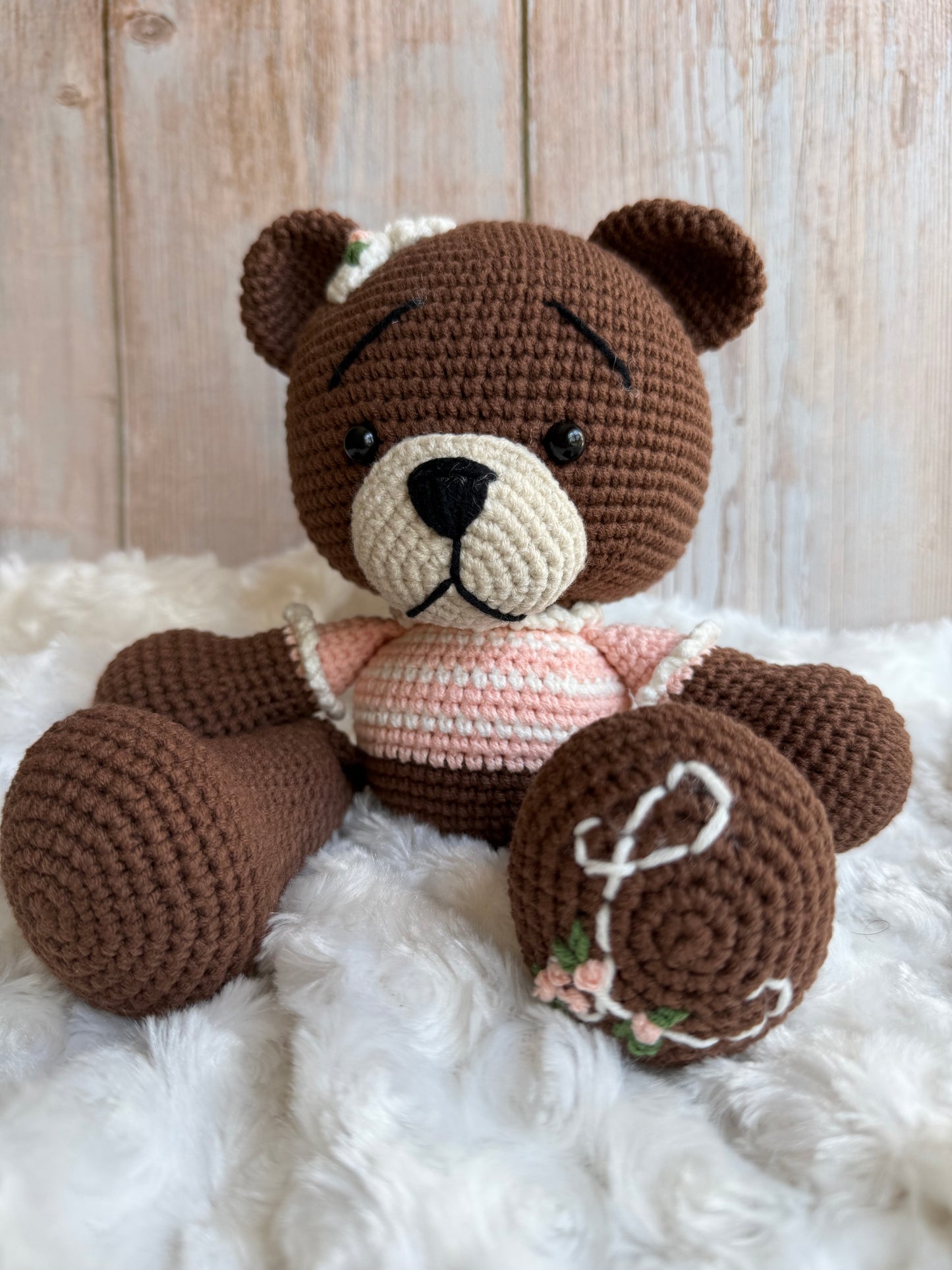 Personalized Crochet Teddy Bear, Custom Crochet Teddy Bear, Baby Shower Gift, First Birthday Gift
