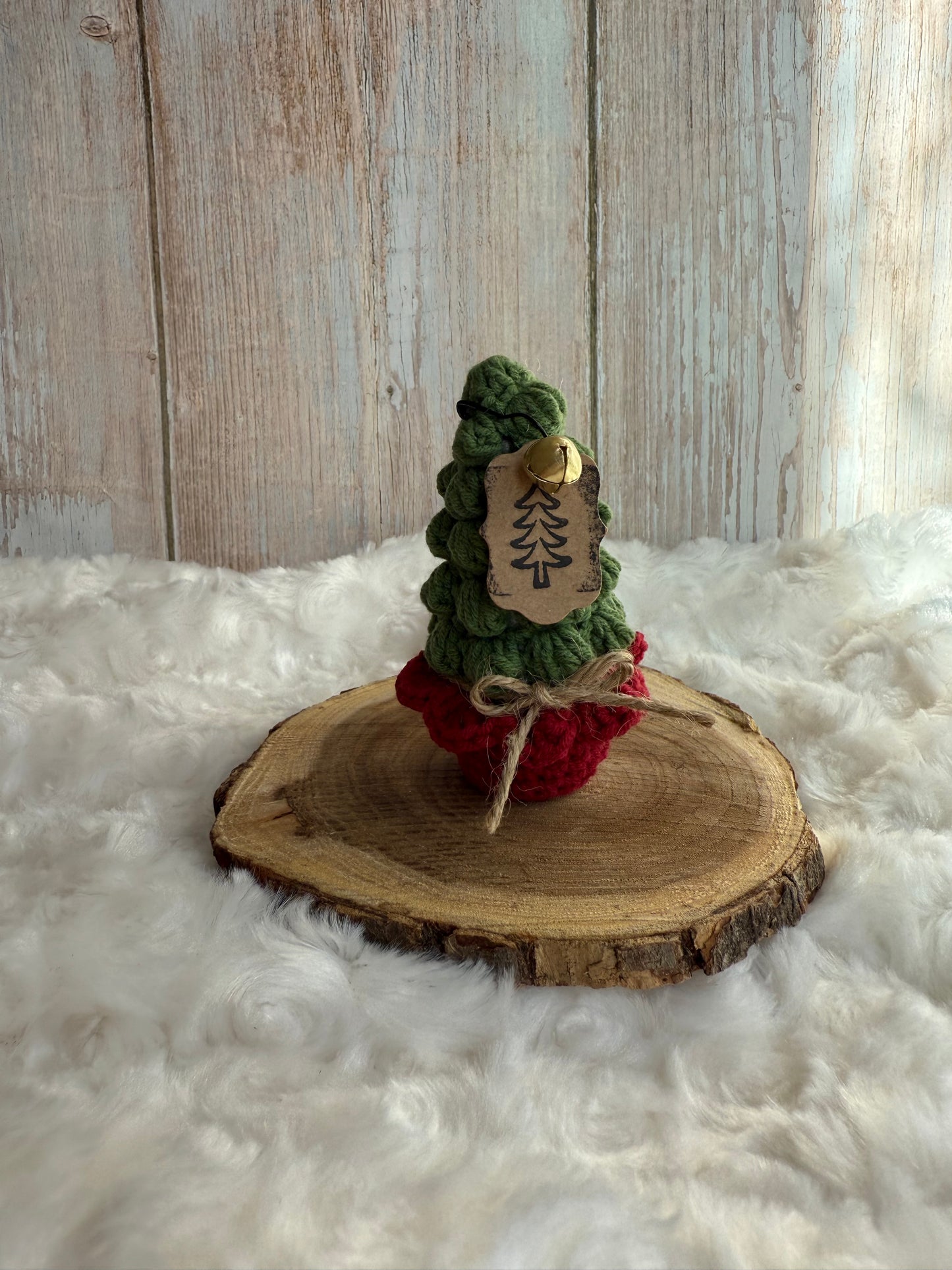 Handmade Crochet Christmas Tree Decor, Mini Crochet Christmas Tree Ornament Rustic Holiday Decor, Crocheted Holiday Tree Perfect for Shelves or Tabletop Display, Rustic Crochet Christmas Tree with Bell Accent, Miniature Crochet Christmas Tree
