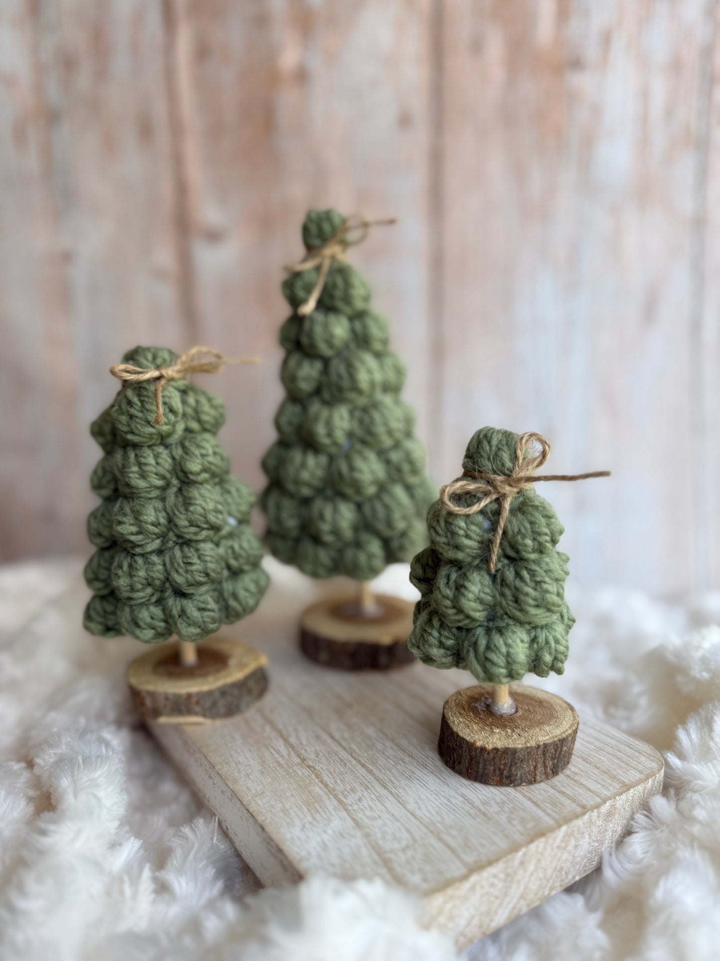 Handmade Crochet Christmas Tree Set – Rustic Holiday Decor (Set of 3),Crocheted Mini Christmas Trees – Farmhouse Holiday Decoration Trio, Rustic Crochet Tree Trio – Handmade Christmas Shelf Decor (Set of 3), Handcrafted Yarn Christmas Trees