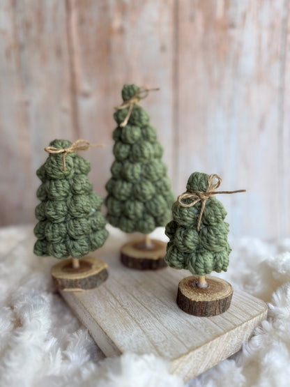Handmade Crochet Christmas Tree Set – Rustic Holiday Decor (Set of 3),Crocheted Mini Christmas Trees – Farmhouse Holiday Decoration Trio, Rustic Crochet Tree Trio – Handmade Christmas Shelf Decor (Set of 3), Handcrafted Yarn Christmas Trees