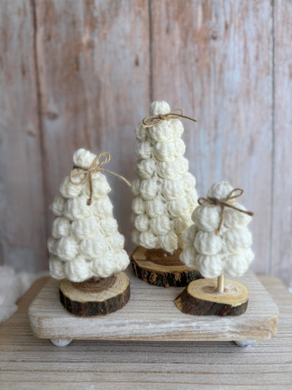 Handmade Crochet Christmas Tree Set – Rustic Holiday Decor (Set of 3),Crocheted Mini Christmas Trees – Farmhouse Holiday Decoration Trio, Rustic Crochet Tree Trio – Handmade Christmas Shelf Decor (Set of 3), Handcrafted Yarn Christmas Trees