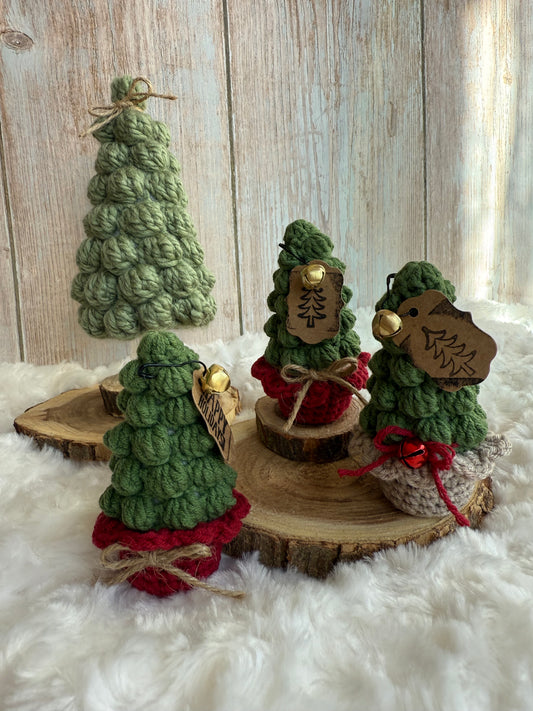 Handmade Crochet Christmas Tree Decor, Mini Crochet Christmas Tree Ornament Rustic Holiday Decor, Crocheted Holiday Tree Perfect for Shelves or Tabletop Display, Rustic Crochet Christmas Tree with Bell Accent, Miniature Crochet Christmas Tree