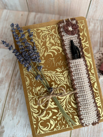 Mother’s Day Notebook, Pen & Crochet Pen Holder Gift, Handmade Writing Gift Set for Her, Thoughtful Gift Set for Teachers – Notebook, Crochet Pen Sleeve & Pen, Tea Time Writing Set – Cozy Notebook Gift, Relax & Write Gift Set with Handmade Touch