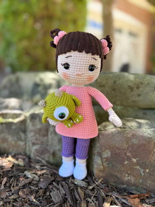 Mini Monster Friends – Boo & Mike Crochet Set,  	Sweet Boo & Her Monster Buddy – Handcrafted Plushies, Unique Gift Idea