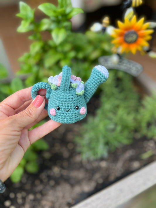 Amigurumi Watering Can, Crocheted Home Decor, Readymade, Handmade Unique Gift
