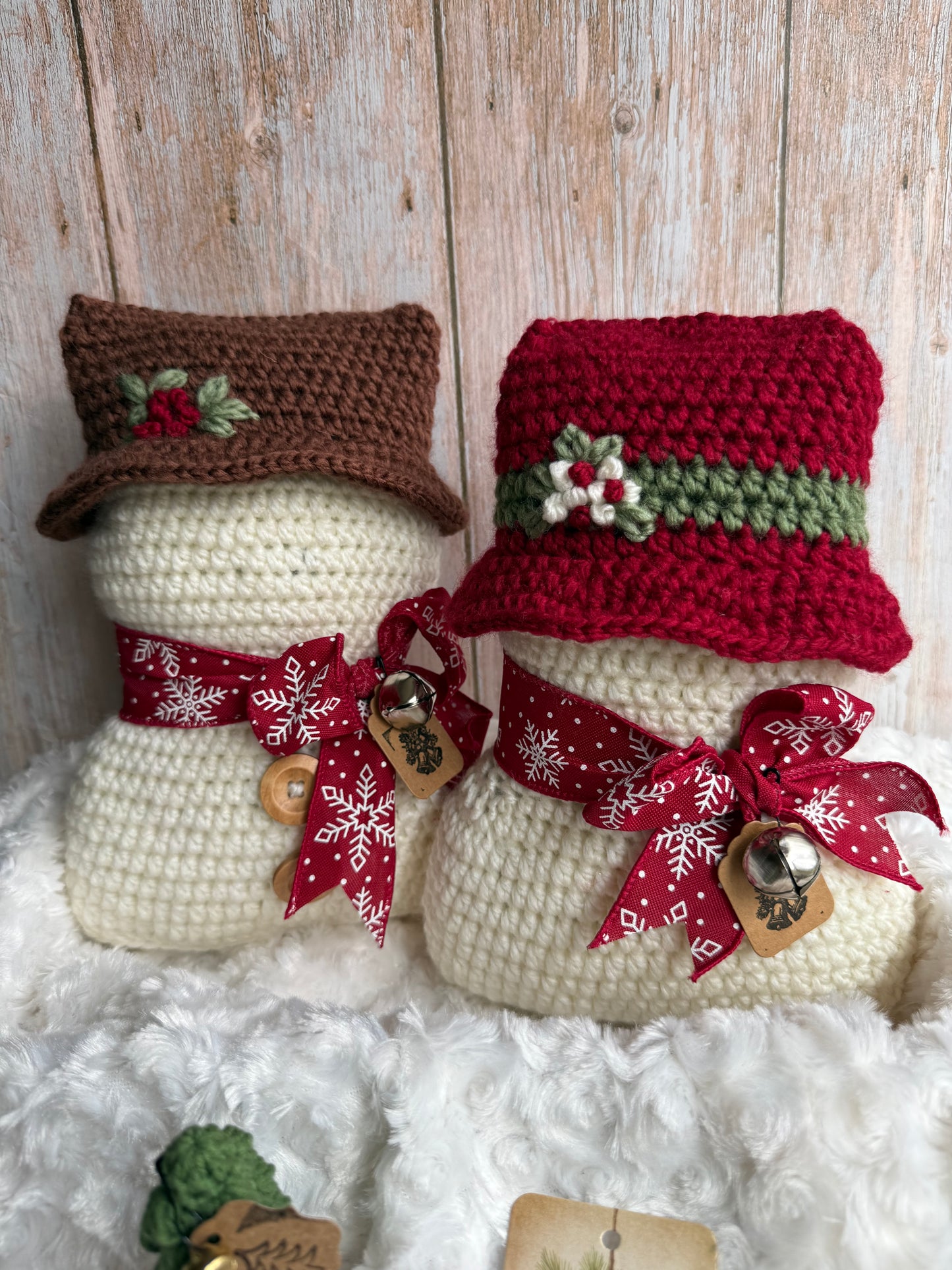 Cozy Crochet Snowman With Hat, Handmade Winter Snowman Decor Crochet Edition, Rustic Crochet Snowman With Scarf, Holiday Crochet Snowman Collectible Winter Decor, Festive Crochet Snowman Unique Handmade Decor