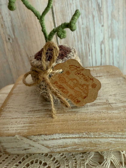 Crochet Pumpkin Plant in Pot, Fall Home Decor, Autumn Decoration, Mini Pumpkin Plant Crochet Decoration, Rustic Crochet Pumpkin in Pot, Handmade Fall Pumpkin Pot Accent, Crochet Pumpkin Farmhouse Style