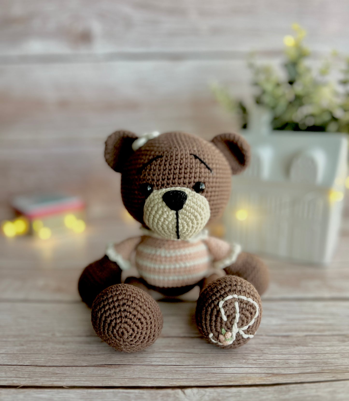 Personalized Crochet Teddy Bear, Custom Crochet Teddy Bear, Baby Shower Gift, First Birthday Gift