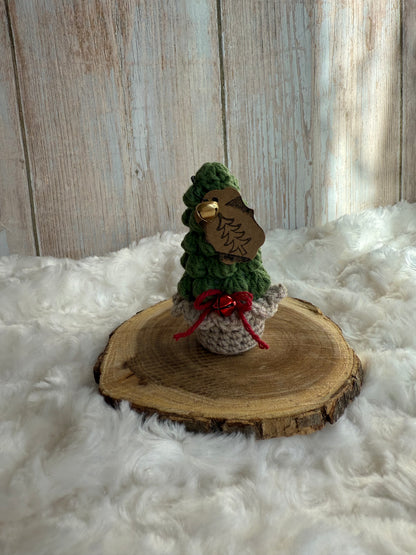 Handmade Crochet Christmas Tree Decor, Mini Crochet Christmas Tree Ornament Rustic Holiday Decor, Crocheted Holiday Tree Perfect for Shelves or Tabletop Display, Rustic Crochet Christmas Tree with Bell Accent, Miniature Crochet Christmas Tree