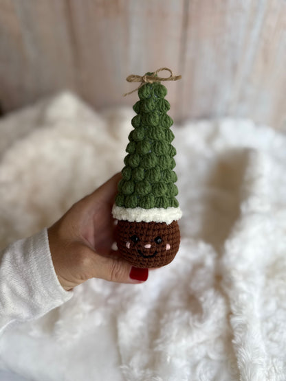 Crocheted Whimsical Christmas Tree Ornament, Smiley Whimsical Tree – Handmade Holiday Decor, Crochet Christmas Tree, Happy Whimsical Tree – Rustic Holiday Decoration, Handmade Crochet Tree – Cozy Farmhouse Christmas Decor