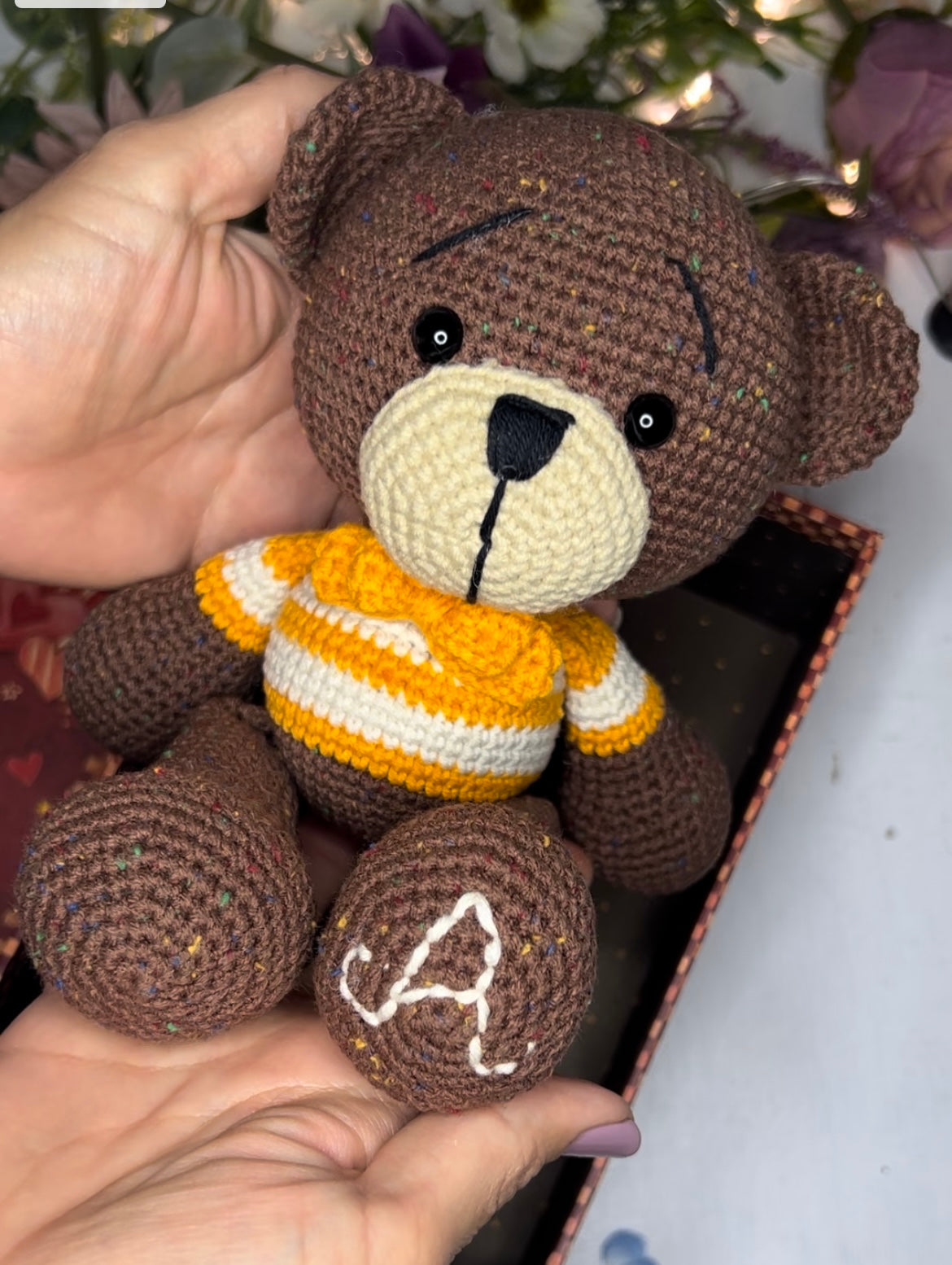 Personalized Crochet Teddy Bear, Custom Crochet Teddy Bear, Baby Shower Gift, First Birthday Gift