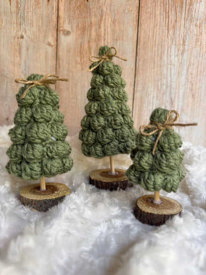 Handmade Crochet Christmas Tree Set – Rustic Holiday Decor (Set of 3),Crocheted Mini Christmas Trees – Farmhouse Holiday Decoration Trio, Rustic Crochet Tree Trio – Handmade Christmas Shelf Decor (Set of 3), Handcrafted Yarn Christmas Trees