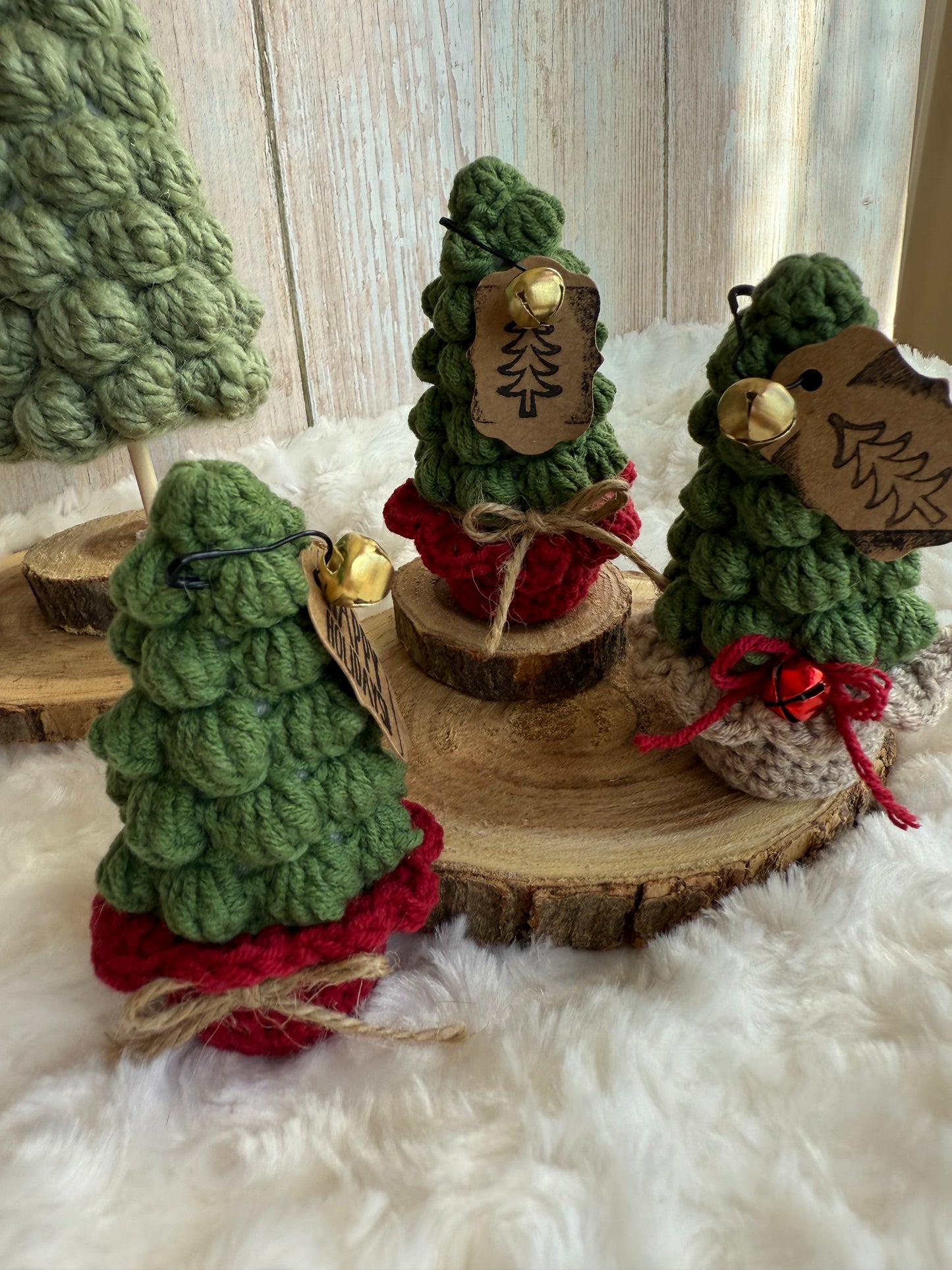Handmade Crochet Christmas Tree Decor, Mini Crochet Christmas Tree Ornament Rustic Holiday Decor, Crocheted Holiday Tree Perfect for Shelves or Tabletop Display, Rustic Crochet Christmas Tree with Bell Accent, Miniature Crochet Christmas Tree