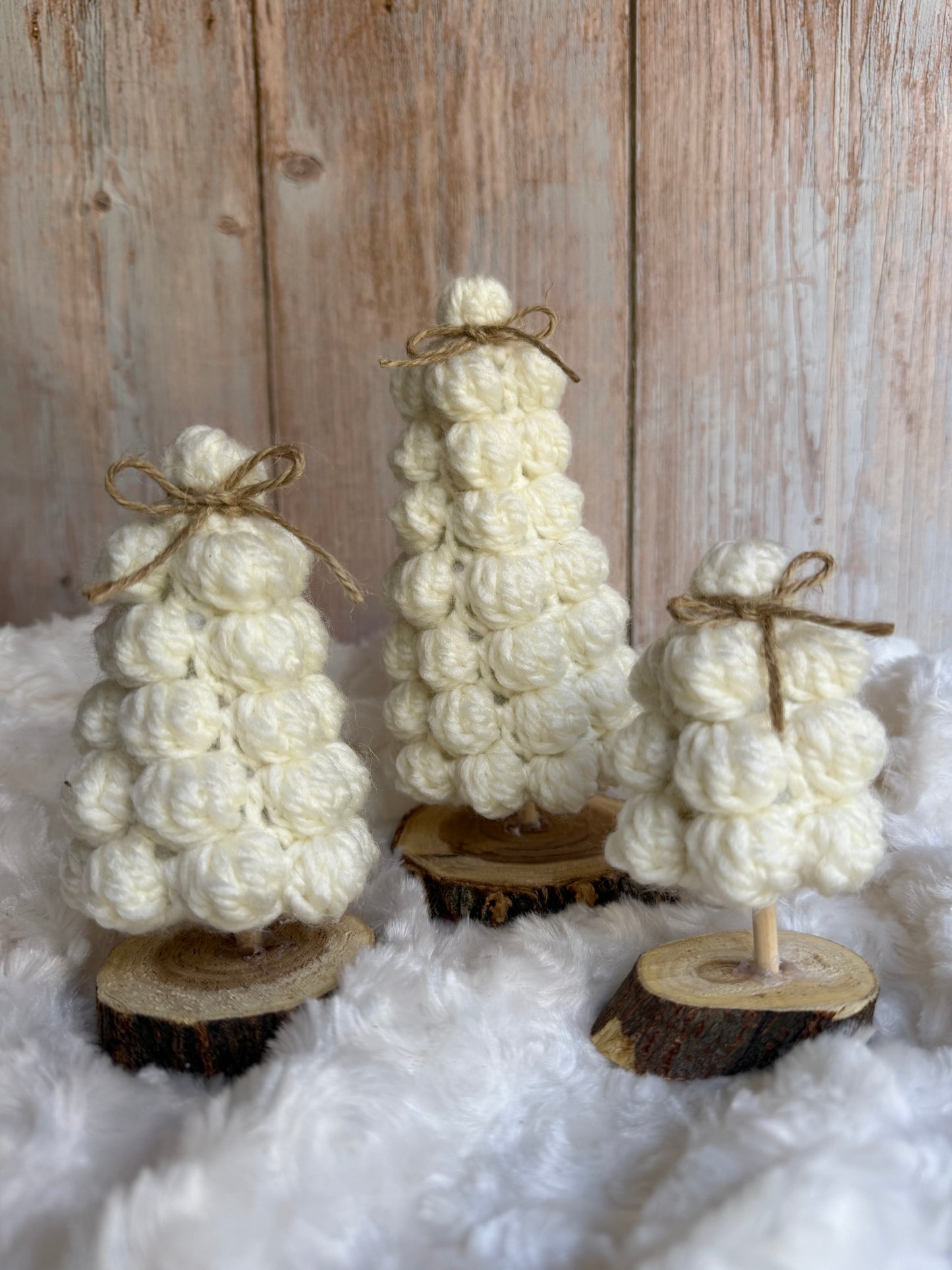 Handmade Crochet Christmas Tree Set – Rustic Holiday Decor (Set of 3),Crocheted Mini Christmas Trees – Farmhouse Holiday Decoration Trio, Rustic Crochet Tree Trio – Handmade Christmas Shelf Decor (Set of 3), Handcrafted Yarn Christmas Trees